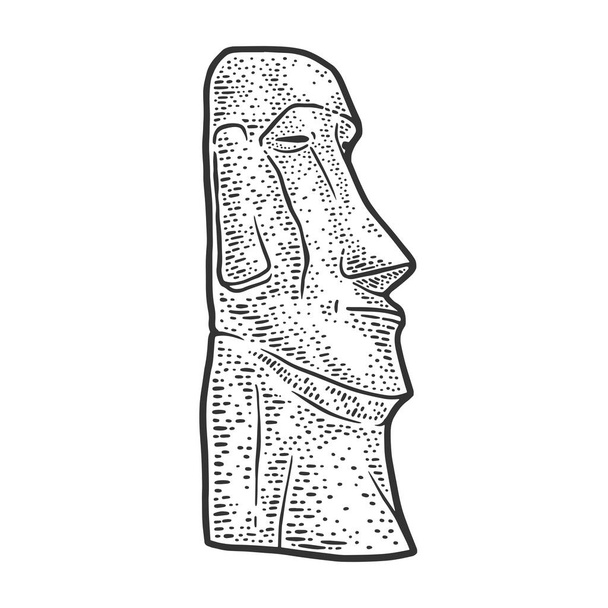 Moai stone statue sketch vector illustration - Vecteur, image