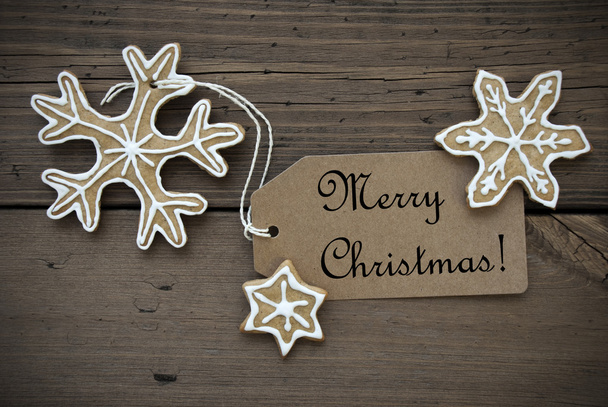Ginger Bread Stars with Merry Christmas Label - Φωτογραφία, εικόνα
