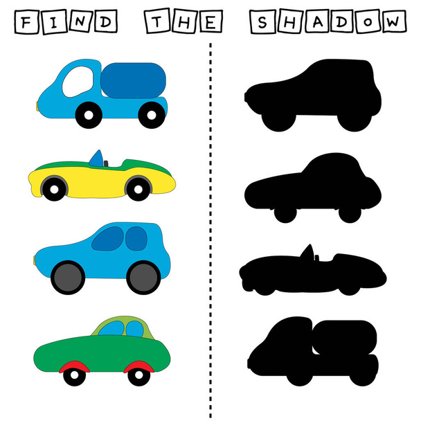 Developing activity for children, find a pair among identical of  cars . Logic game for children - Фото, изображение