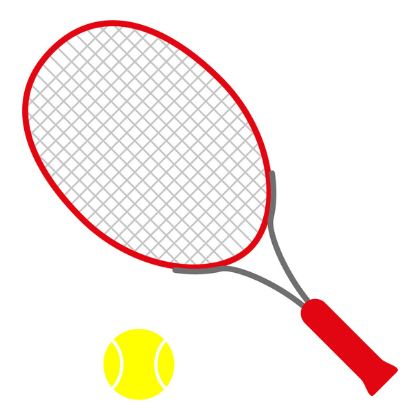 Punainen tennismaila keltainen pallo
 - Vektori, kuva