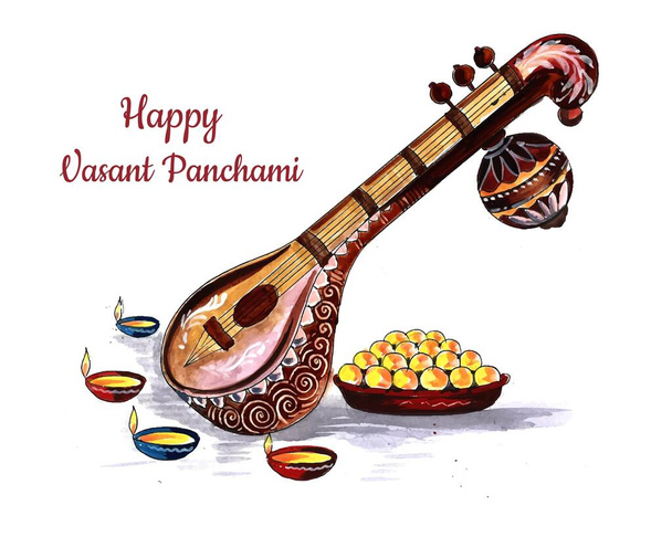 Güzel Hint festivali Vasant Panchami kartı geçmişi - Vektör, Görsel