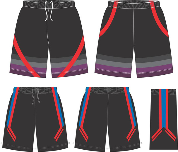 Basketball Uniform Shorts Front and Back View Mock ups Templates Vectors  - ベクター画像