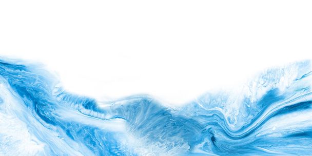 Abstract wave, blue painting by acrylic texture isolated on white background with empty copy space for text. - Foto, Imagen