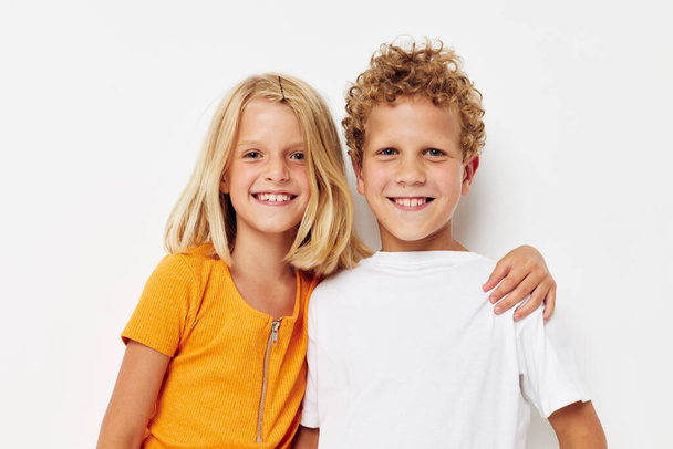 boy and girl holding hands friendship fun childhood - Φωτογραφία, εικόνα
