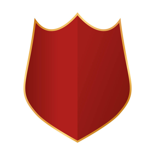 rot gefärbte Schildsymbole mit goldenem Rahmen auf weißem Hintergrund - Vektor, Bild