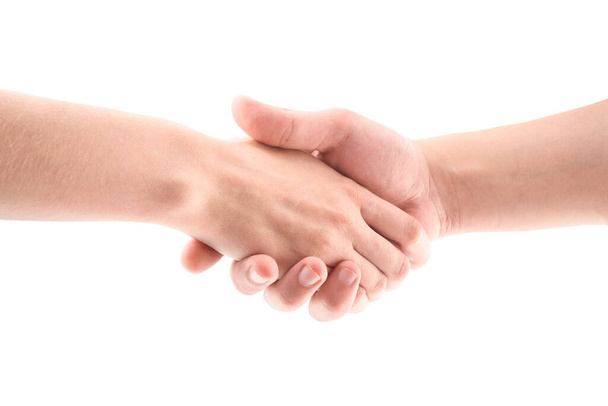 Handshake. Handshaking isolated on white background.  - Fotografie, Obrázek