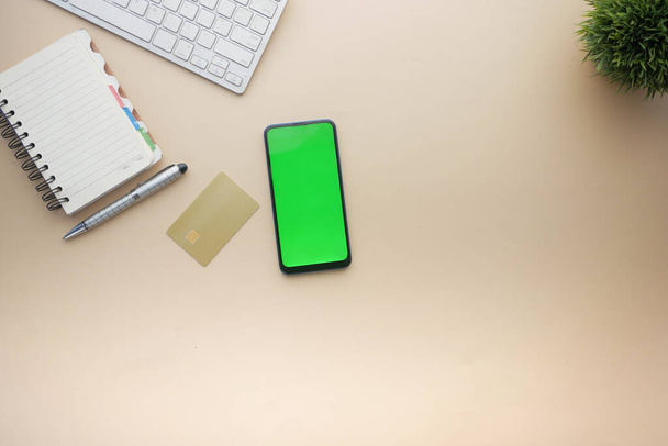 Black Friday with Sale Concept with smart phone, credit cards on orange  - Fotografie, Obrázek