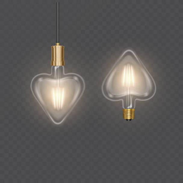 Transparent realistic light bulb isolated on transparent background, vector illustration - Vektör, Görsel