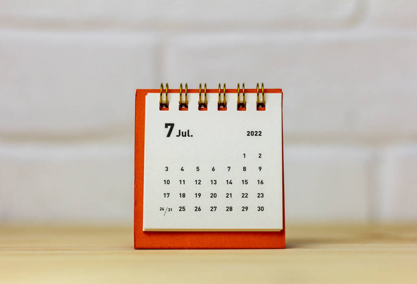 Desk calendar for July 2022 table with copy space. - Photo, Image
