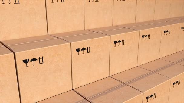 Rows cardboard boxes of parcels - Video, Çekim