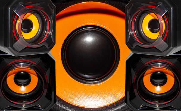 Wireless music speakers background.Wireless audio system.A set of audio speakers. - Photo, Image