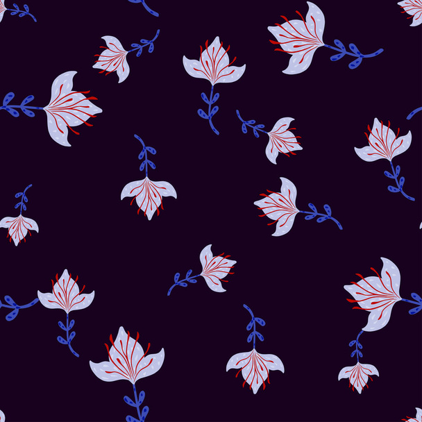 Lily abstrakcyjny wzór bez szwu. Ręcznie rysowane tło kwiat. Powtarzająca się faktura w stylu doodle dla tkaniny, papieru pakowego, tapety, tkanki. Ilustracja wektora. - Wektor, obraz