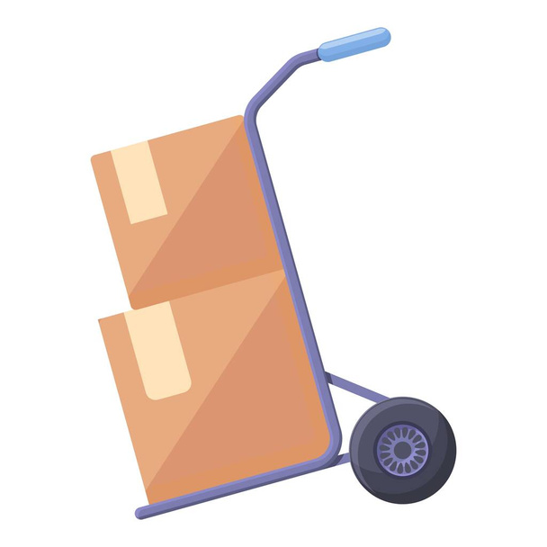 Box cart relocation icon cartoon vector. Move house - Vektor, Bild
