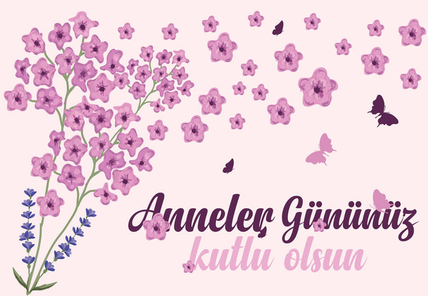 幸せな母親の日だ。トルコ語: anneler gunu kutlu olsun - ベクター画像