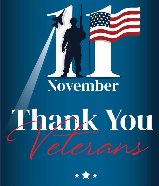 Obrigado veteranos. 11 de novembro, Estados Unidos da América, EUA veteranos design do dia. - Vetor, Imagem