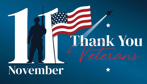Thank you veterans. November 11th, United state of America, U.S.A veterans day design. - Vektor, obrázek