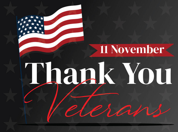 Thank you veterans. November 11th, United state of America, U.S.A veterans day design. - Vektör, Görsel