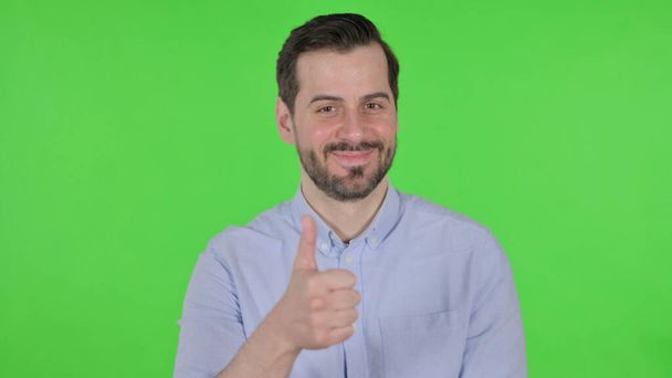 Portrait of Man showing Thumbs Up, Green Screen - Zdjęcie, obraz