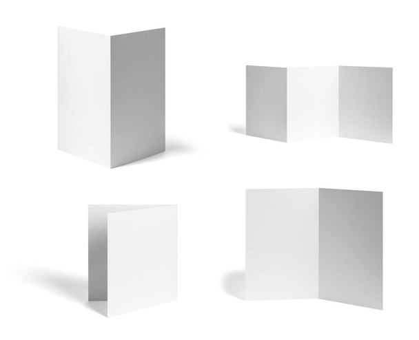 folheto dobrado papel branco branco modelo livro calendário de desktop
 - Foto, Imagem