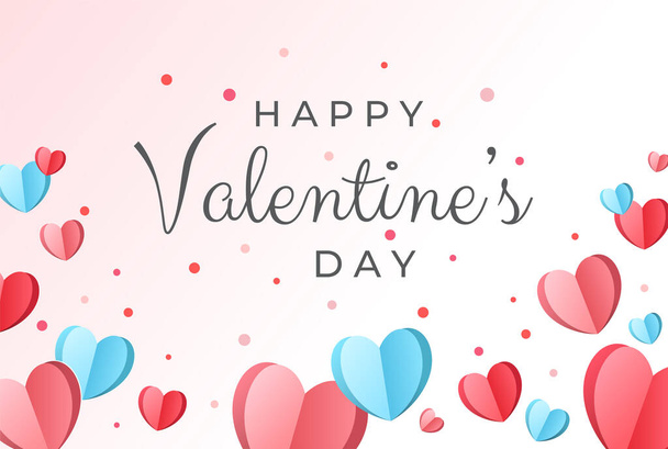 Abstract Valentine's day background with cute paper heart on pink background - Vetor, Imagem