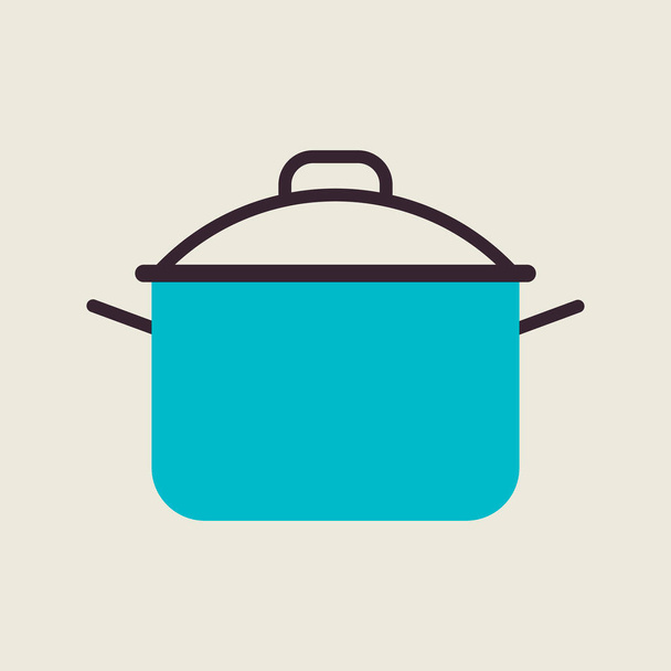 サウパン色のフラットアイコン。鍋や鍋の看板を調理.ウェブサイトのデザイン、ロゴ、アプリ、 UIを調理するためのグラフシンボル - ベクター画像