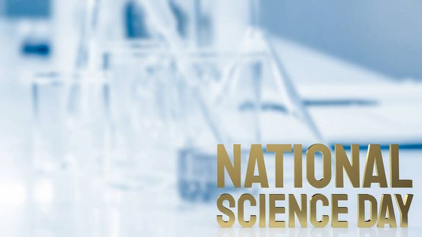 Journée nationale de la science texte d'or sur fond de laboratoire pour sci concept 3d rendu - Photo, image