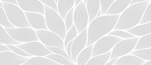 Luxury floral pattern with hand drawn leaves. Elegant astract background in minimalistic linear style. Trendy line art design element. Vector illustration. - Вектор, зображення