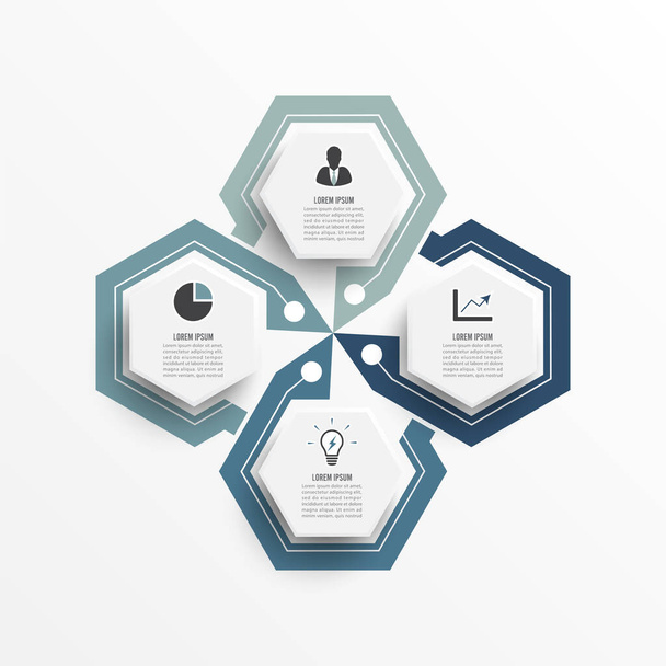 Infographic design vector and marketing icons can be used for workflow layout, diagram, annual report, web design. Business concept with 4 options, steps or processes. - Vector, afbeelding