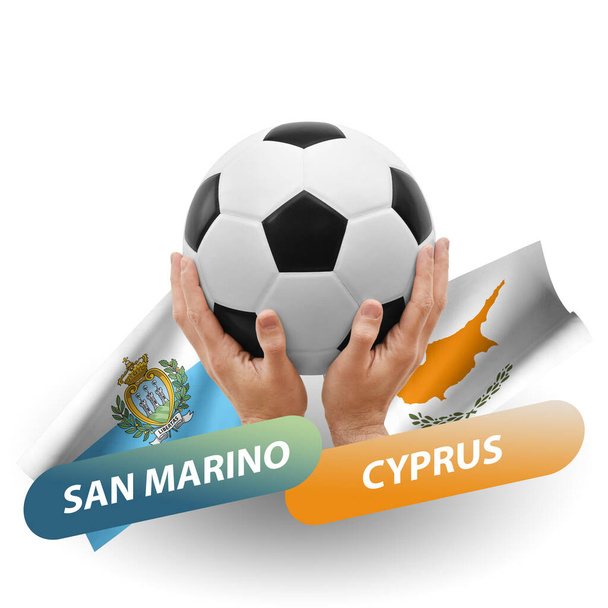 Soccer football competition match, national teams san marino vs cyprus - Fotoğraf, Görsel