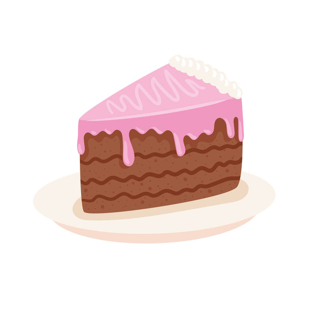 slice of birthday cake - Διάνυσμα, εικόνα