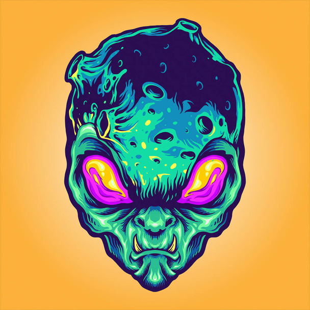 Monster Alien Galaxy Vector illustrations for your work Logo, mascot merchandise t-shirt, stickers and Label designs, poster, greeting cards advertising business company or brands. - Vektor, obrázek