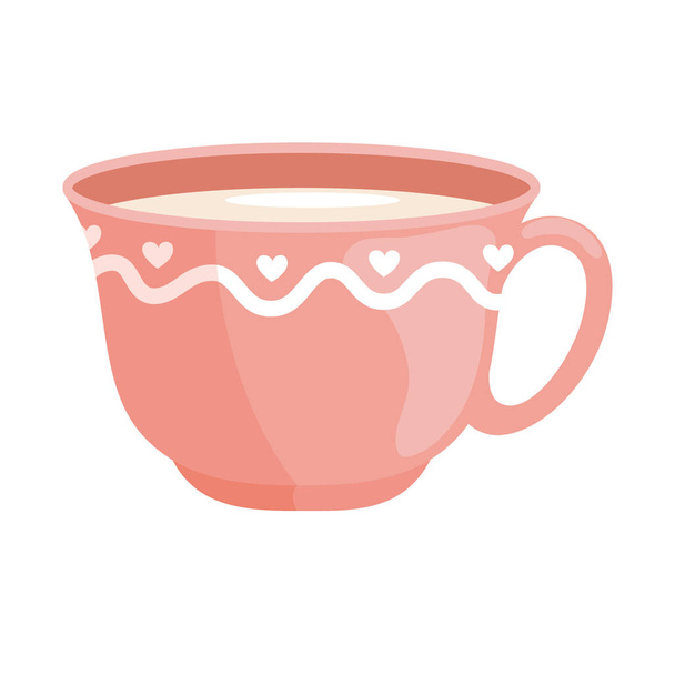 tea in cup of pink color - Διάνυσμα, εικόνα
