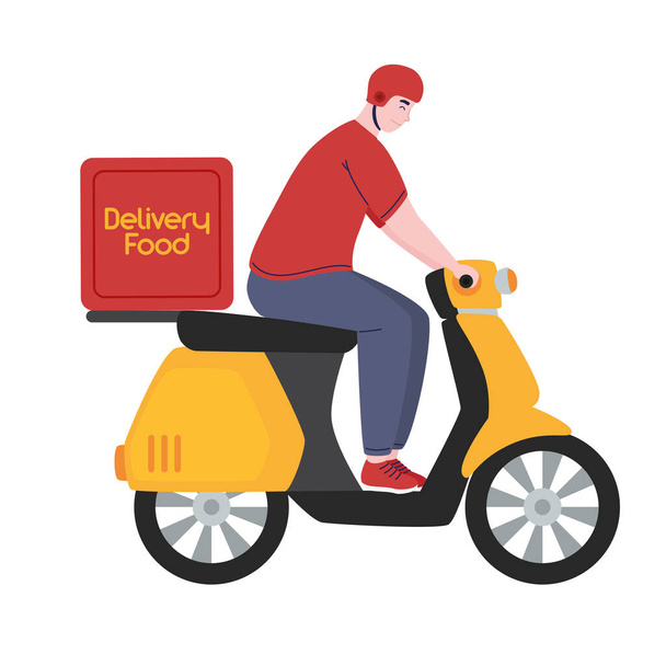 courier of delivery food in motorcycle - Vektör, Görsel