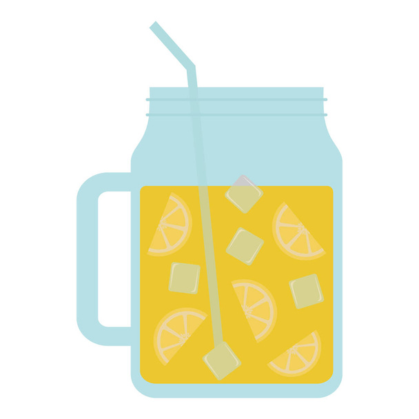 Lemonade in Mason Jar. Vector Illustration.  - Vector, Image