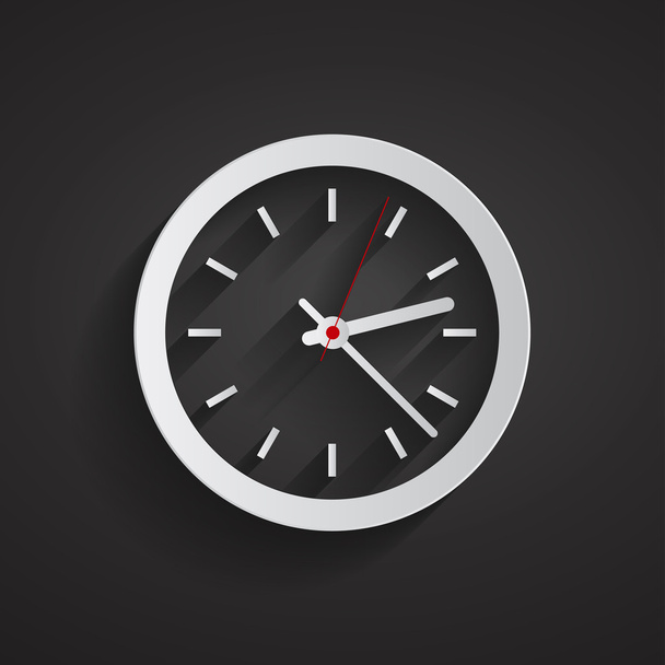 Clock symbol on dark background,clean vector illustration - Διάνυσμα, εικόνα