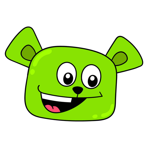 green bear head laughing happily, vector illustration carton emoticon. doodle icon drawing - Vector, Imagen