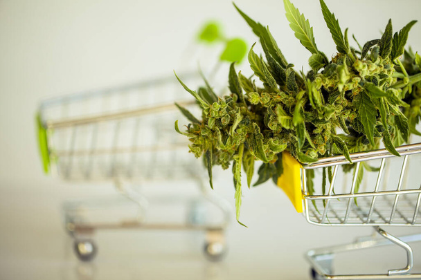 supermarket trolley marijuana medical cannabis  cbd - Photo, Image