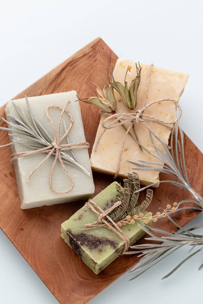 Natural handmade soap. Organic soap bars with plants extracts. - Φωτογραφία, εικόνα