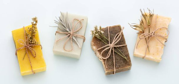 Natural handmade soap. Organic soap bars with plants extracts. - Fotografie, Obrázek