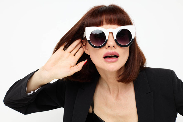 attractive woman in a black suit sunglasses luxury Lifestyle unaltered - Fotó, kép