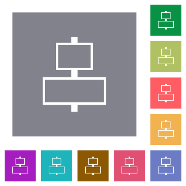 Align to center outline flat icons on simple color square backgrounds - Vector, Image