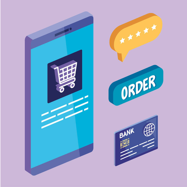 electronic commerce in smartphone - Διάνυσμα, εικόνα