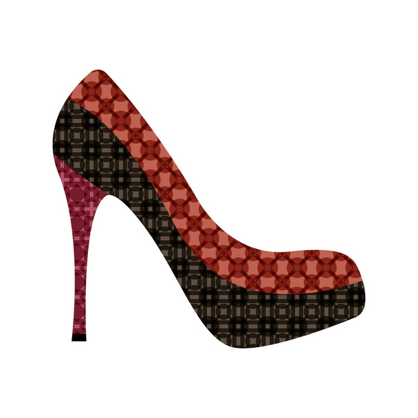 Stylish high-heeled women shoes with original fill pattern, vector illustration. - Vetor, Imagem