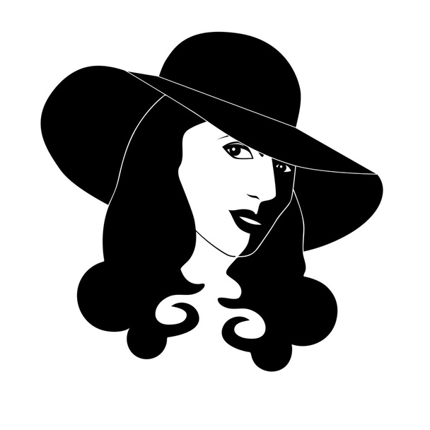 Jeune femme avec chapeau disquette (vecteur
) - Vecteur, image