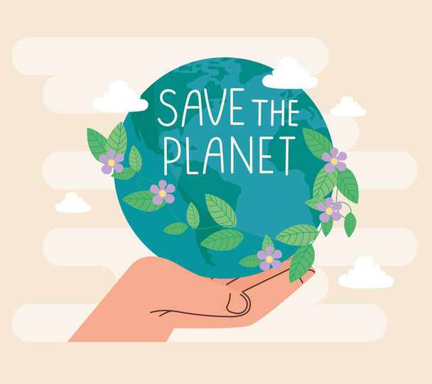 label of save the planet - ベクター画像
