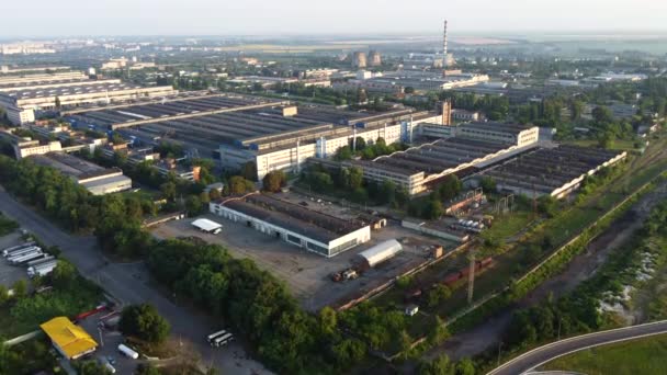 Aerial Drone View Flight Over Many Large Industrial Buildings Structures - Záběry, video