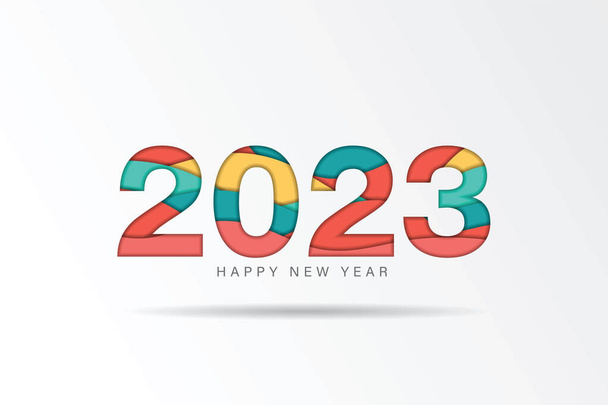 2023 vector on paper cut background. 2023 vector concept. Festive numbers design. Lettering 2023 vector concept EPS 10 - Vector, Image