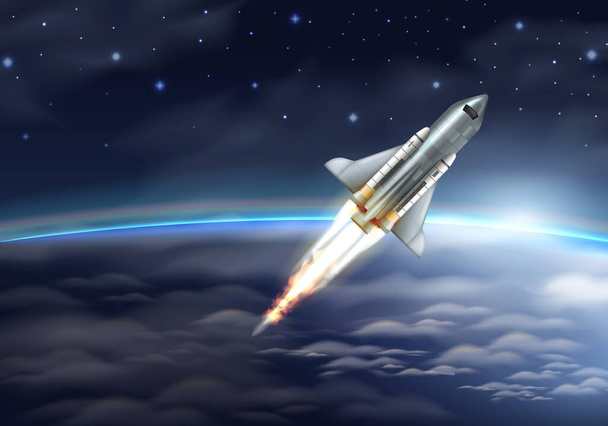 Ilustración realista de naves espaciales - Vector, Imagen