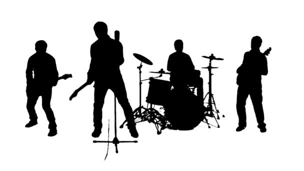 silhouet van een spelende muzikant op een witte achtergrond - Video