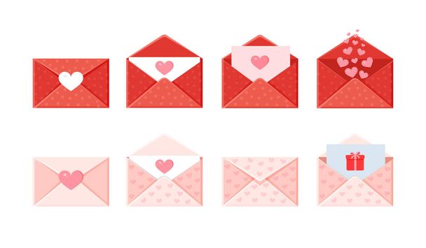 Set of holiday envelopes. Love message. Valentine's day love letter for postcard, poster, print, holiday card - Vektor, kép